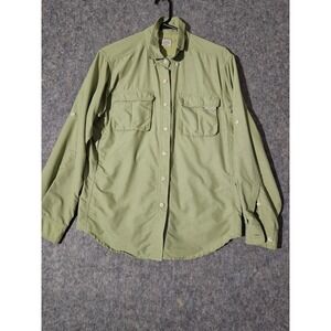ExOfficio Womens S/P Light Green Nylon Polyester Long Sleeve Button Up Shirt